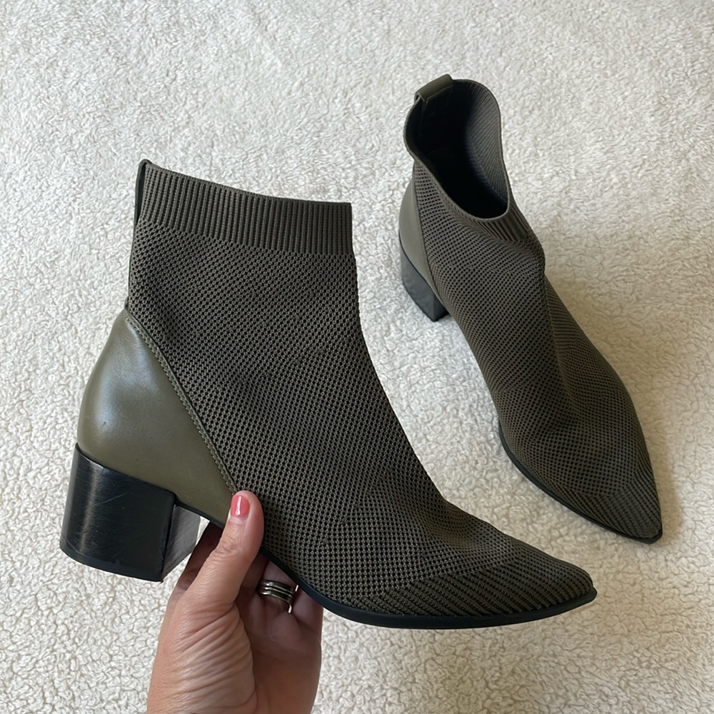 Everlane Boss Boot Knit Green Caper Ankle Booties Size 8